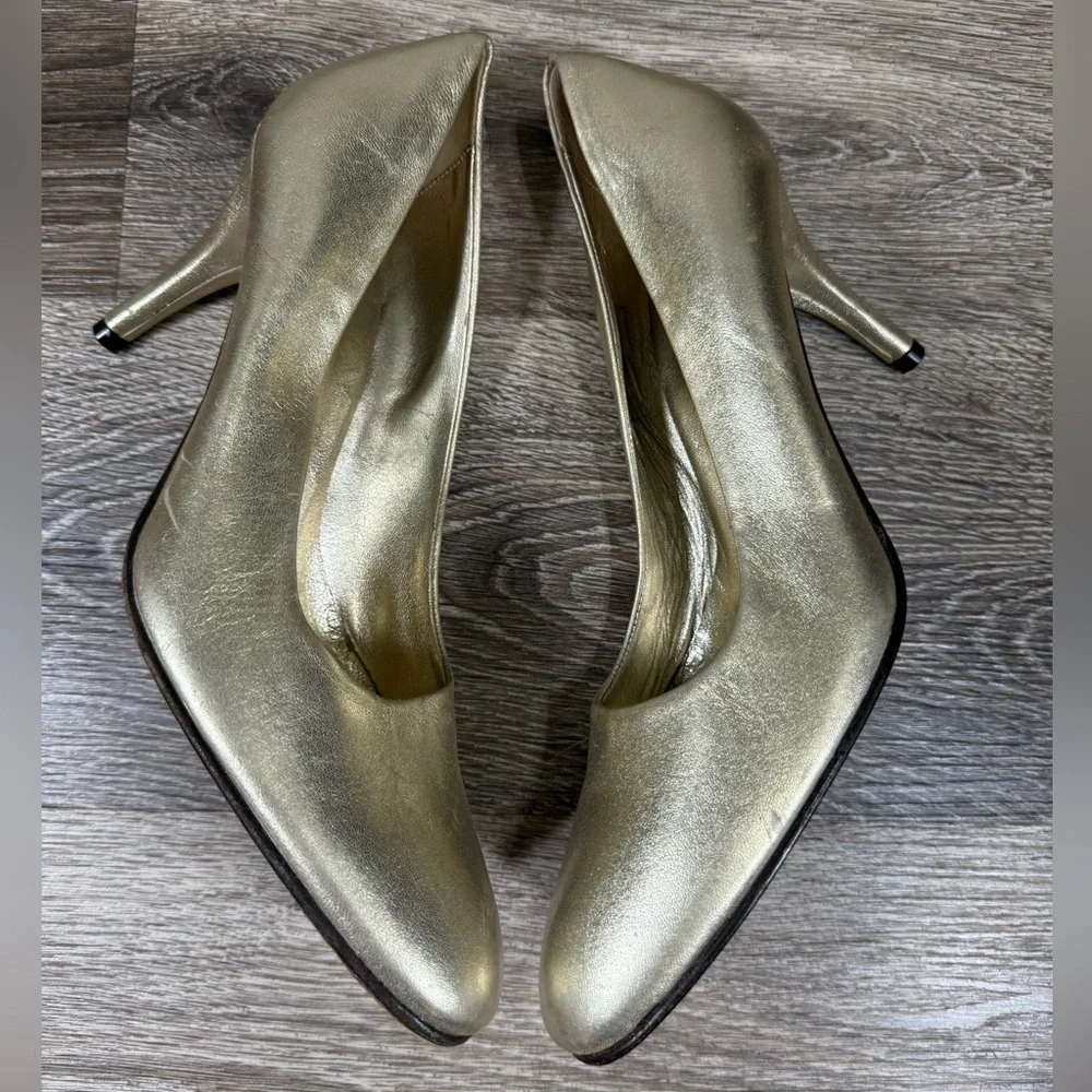 Gastone Lucioli‎ Shoes Women 6.5 Gold Italian Designer Leather Pumps 3